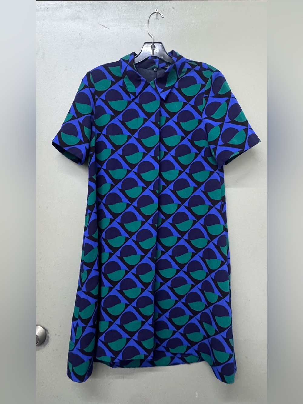 Marc by Marc Jacobs Blue Green Teal Graphic Op Art Shift Dress Woman’s size 4